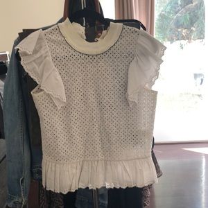 Sonia Rykiel Cotton Eyelet Top XS